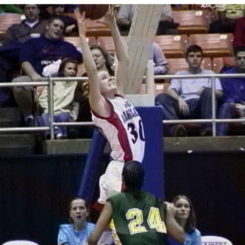 Oakland- #30 Megan Riddle catches the lob inside