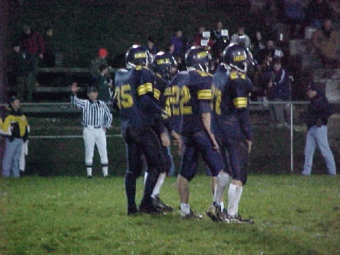 #110 Bryd, #35 Sluder, #22 Birchfield, #27 Benefield prepares for kickoff