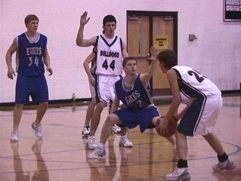 Lee Powell on defense.