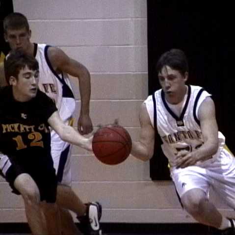 Pickett Co- #12 Lance Mason tips the ball away from Tyler Borne
