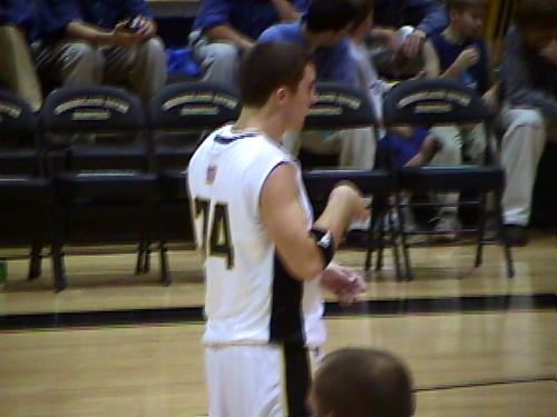 CCHS's #24 Dustin Thompson awaits the ball to make his foul shot.