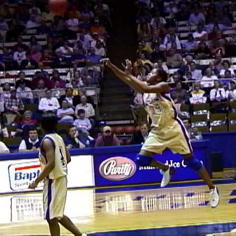 Shelbyville- #34 Ashleigh Newman shoots from beyond halfcourt at the end of one