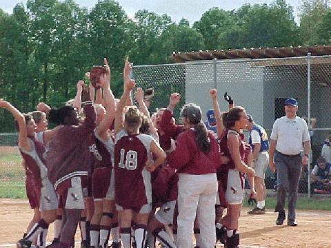 Team celebrates victory over Huntingdon.