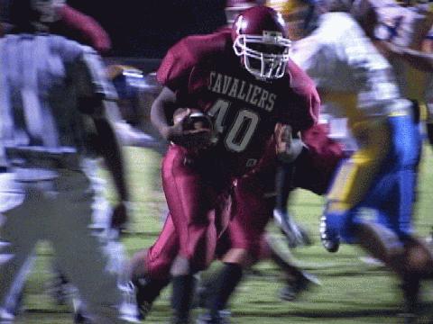 40 Chris Ingram goes up the middle for a Cavalier score