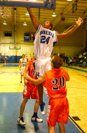 Patrick Davis scores for the Blue Devils.