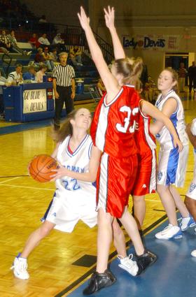 Brittany Webb looks to put one up against the lady Eagles.