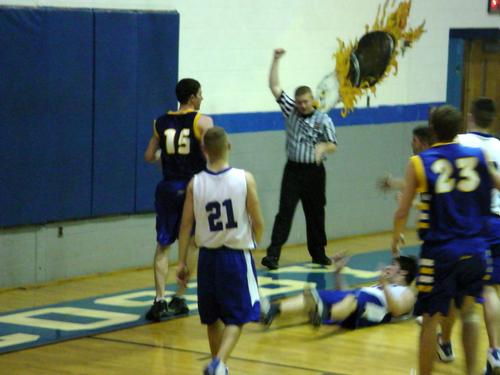 Timmy Blakely gets into trouble under the basket