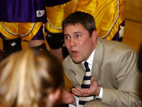 OS coach Todd Wright between quarters.