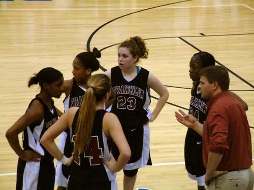 Bennett congratulates Taryn on her driving the lane