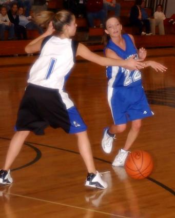 Brittany Webb makes a pass.