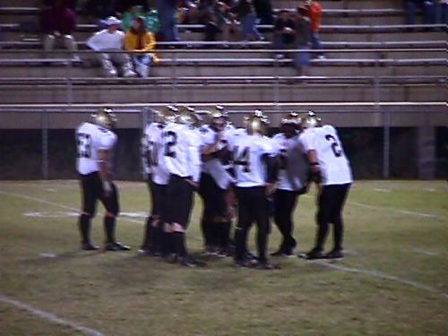 CCHS huddles before their next play.