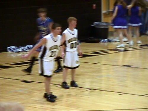 CCHS's Dusty Adams (#00) and Saylor Walden (#23) prepare for defense.