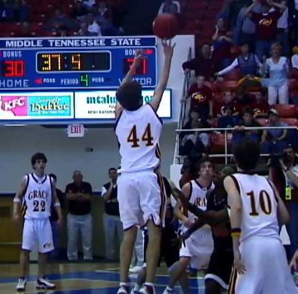 Grace- #44 Johnny Parshall hits the winning basket