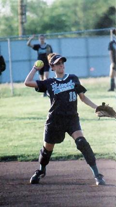 Jessica Burns (1B) making throw ...