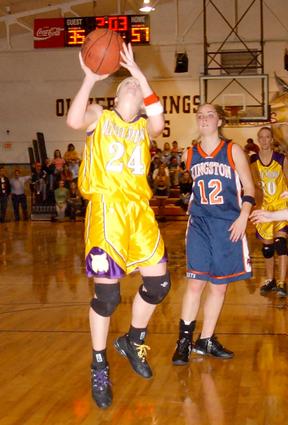 Kara Monk pulls up for a shot.