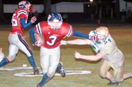 Trey Gish stiff arms an FACS player for a big gain!