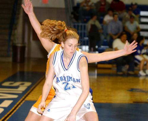 Ashton Pollitt looks to make a move on the block.