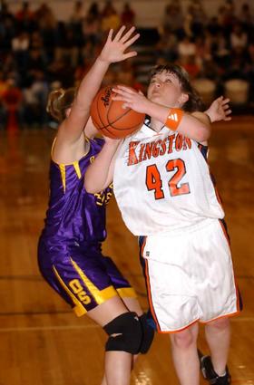 Laura Fielden shoots a lay-up.