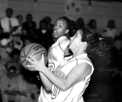 Lady Trojan senior guard Cythnia Medina goes up for a lay-up.