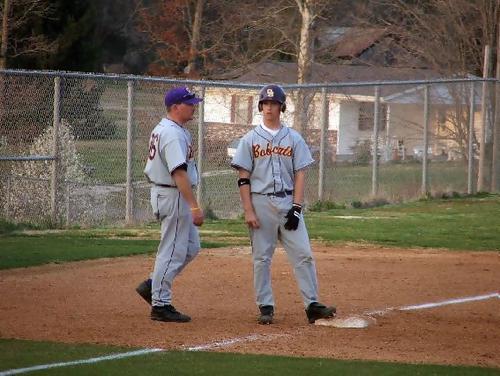 Coach Kegley and Justin Whalen (#3) at 3rd