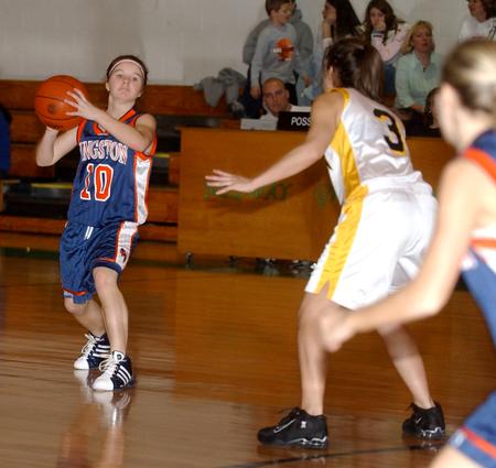 Samantha Ross looks to make a pass for Kingston.