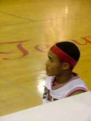 Sophmore Dee Newson of Temple. Getting ready to check into the game against Pickett Co.