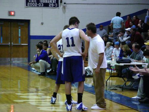 Timmy Blakely recieves advise from new head coach RIchard Coggins
