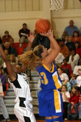 Becky Adkins has a clear shot at the goal