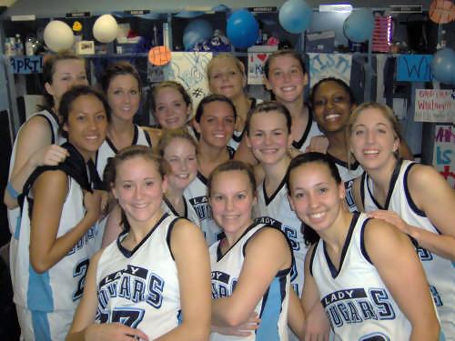 Lady Cougars celebrate after their win!