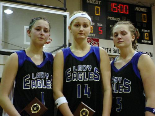 Cosby's All Tournament Representatives (Macie Webb, WHitney Hannah, Sheila Vasquez)