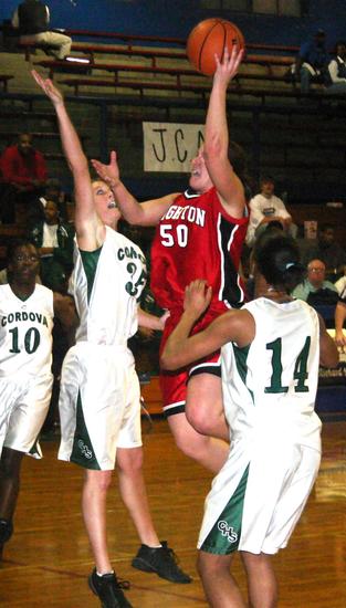 Brighton's leading-scorer Whitney Robison attacks the defense for a score.