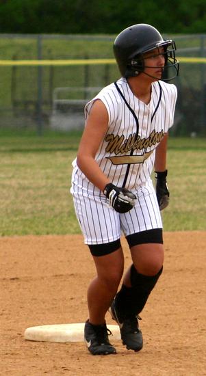Millington senior Jasmine Scudder stands on second base.