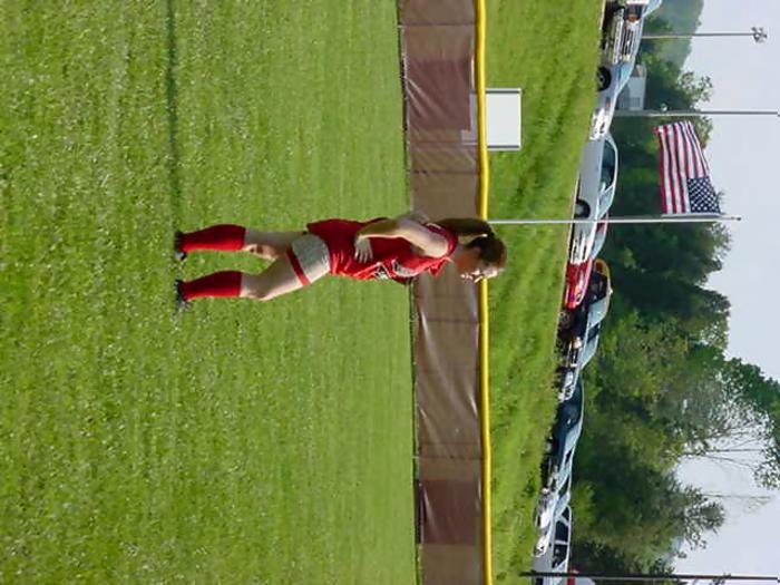 Senior #44 Amanda Mika in left field