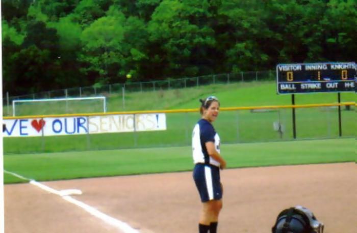 Katy Green having some fun warming up.