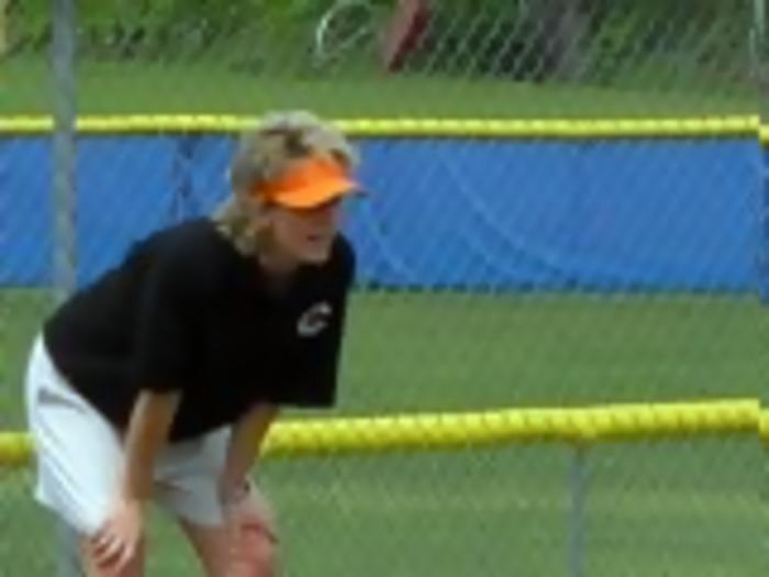 Coach Sutton ready at third.