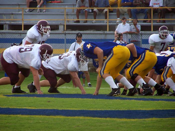 Best and Harris await the snap.