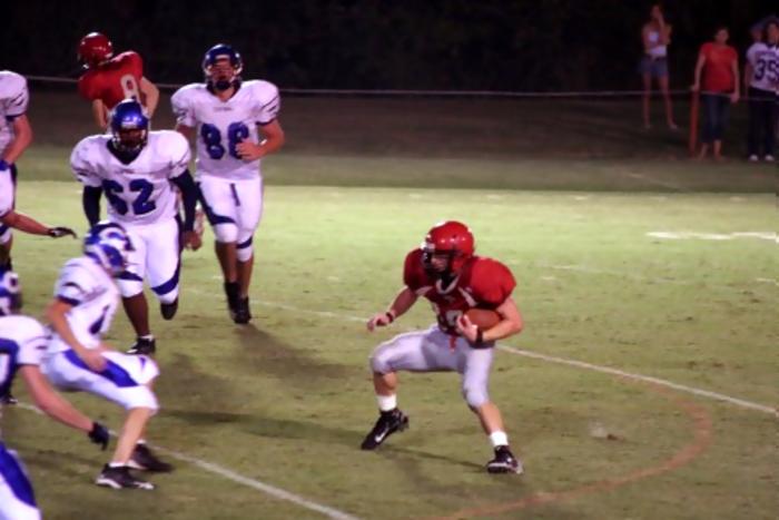 Joe Wentworth as he cuts back looking for a hole.