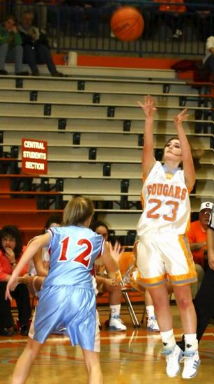 Sullivan Central's #23 Christina Howard drains the long 3 ball during the victory over Sullivan South.