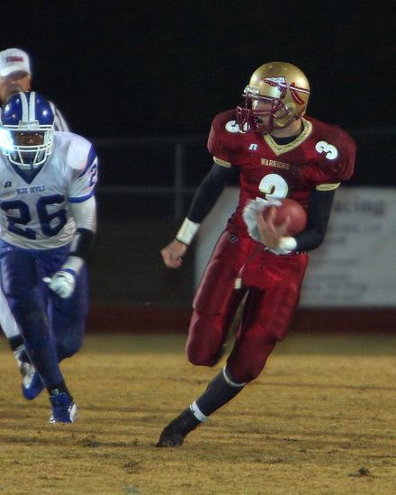 QB Scott Thomas led the Warriors as they rolled up 263 yards on the ground and 33-yards in the air.