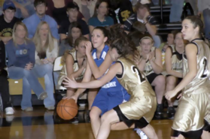 Mallie Stephens against her defender.