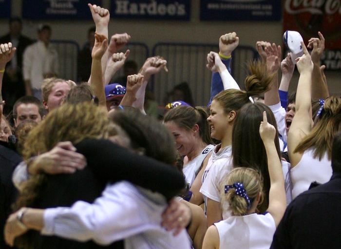 Cleveland players and fans celebrate a sectional win.