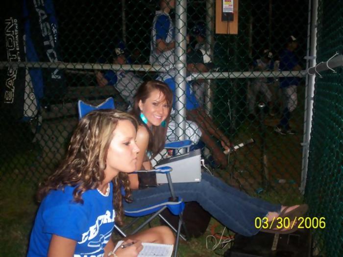 Central Diamond Girls - Lena Larkins and Amber Noles take care of the scoreboard and scorebook.