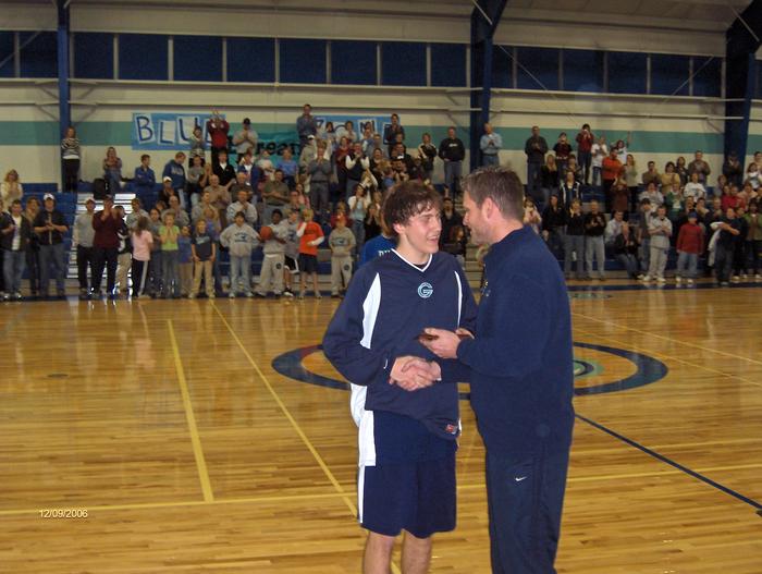 Cameron receiving the MVP award