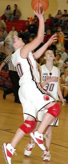 Brittany Hyatt and Samantha Trantham on the fast break